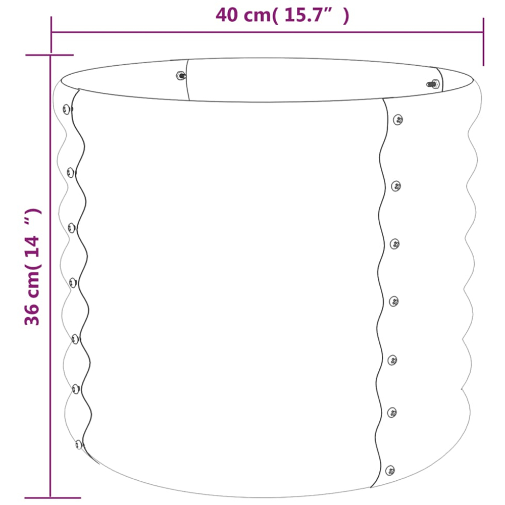 vidaXL Green Galvanised Steel Garden Planter 36 x 40 x 40cm Image 3