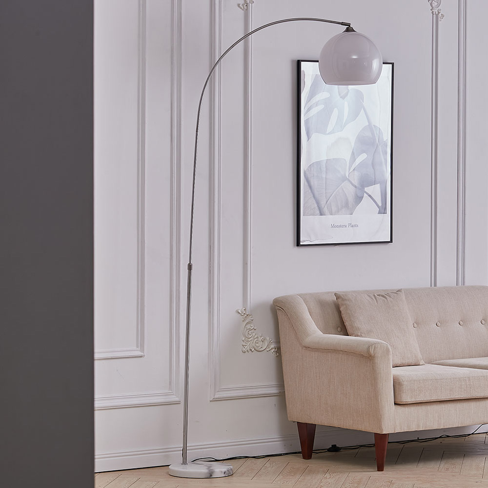 Living and Home White Arched Floor Lamp with Height Adjustable 145 to 220cm Image 4
