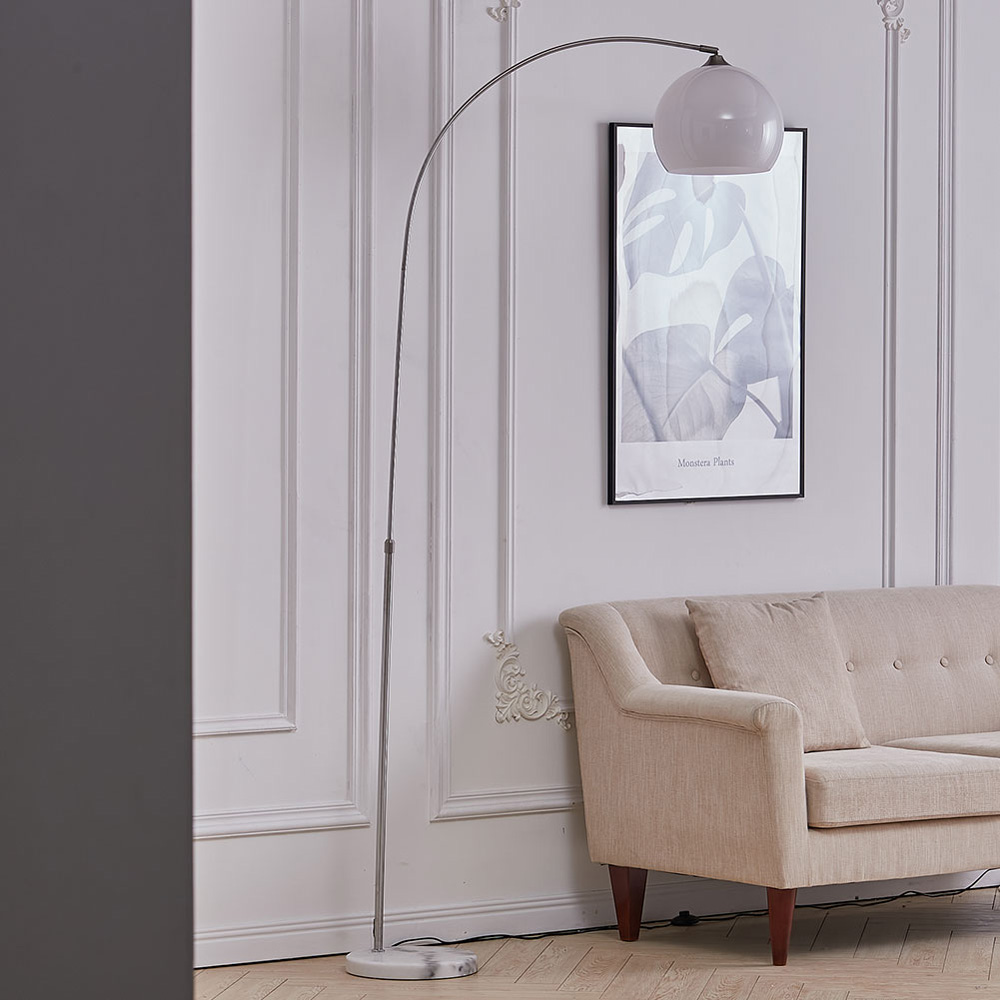 Living and Home Modern Arched Floor Lamp with White Lampshade Image 4