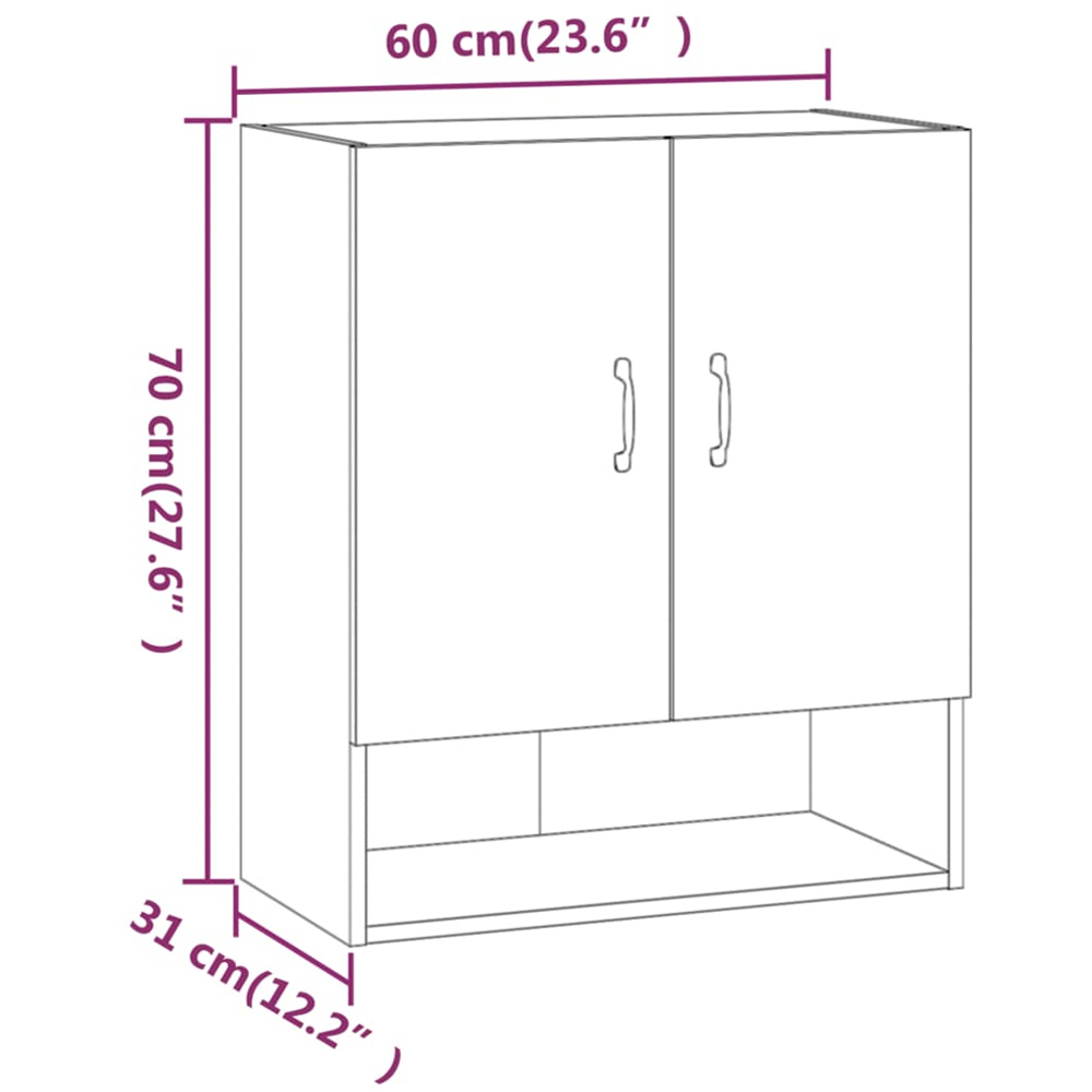 vidaXL 2 Door Single Shelf Grey Sonoma Wall Cabinet Image 8