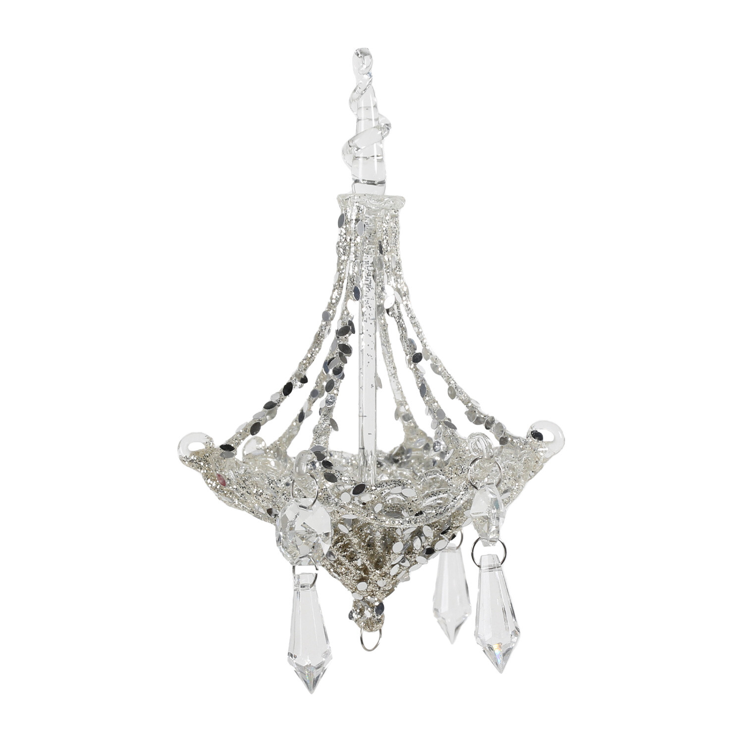 Silver Sequin Chandelier Bauble - Silver Image