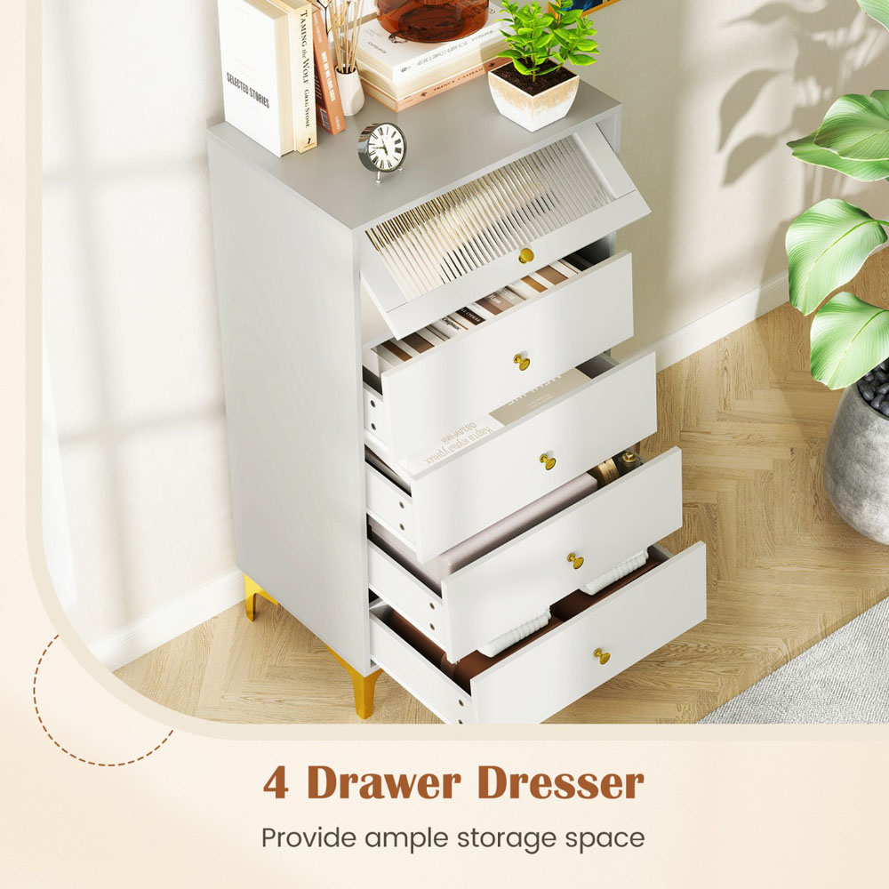 Costway 4 Drawer Single Door 3/4 Drawer Dresser Cabinet Image 6