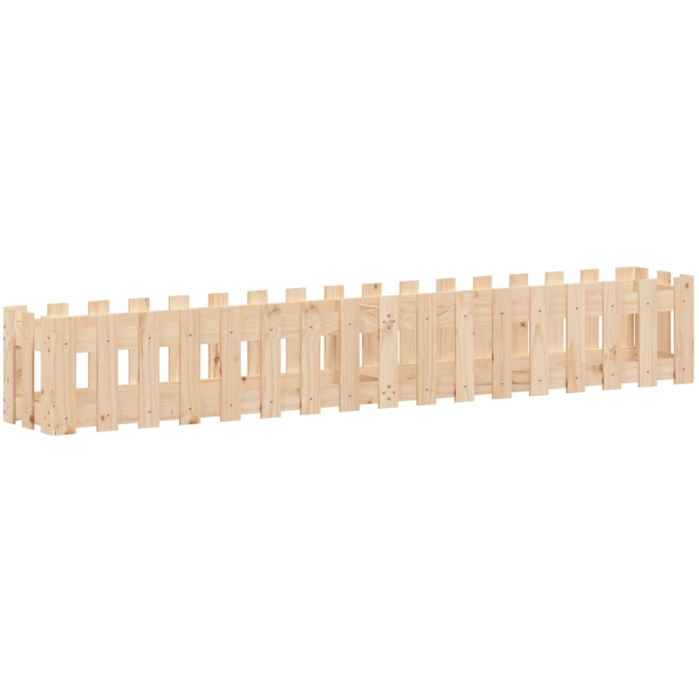 vidaXL Natural Pine Wood Fence Design Raised Garden Bed 30 x 30 x 200cm Image 3