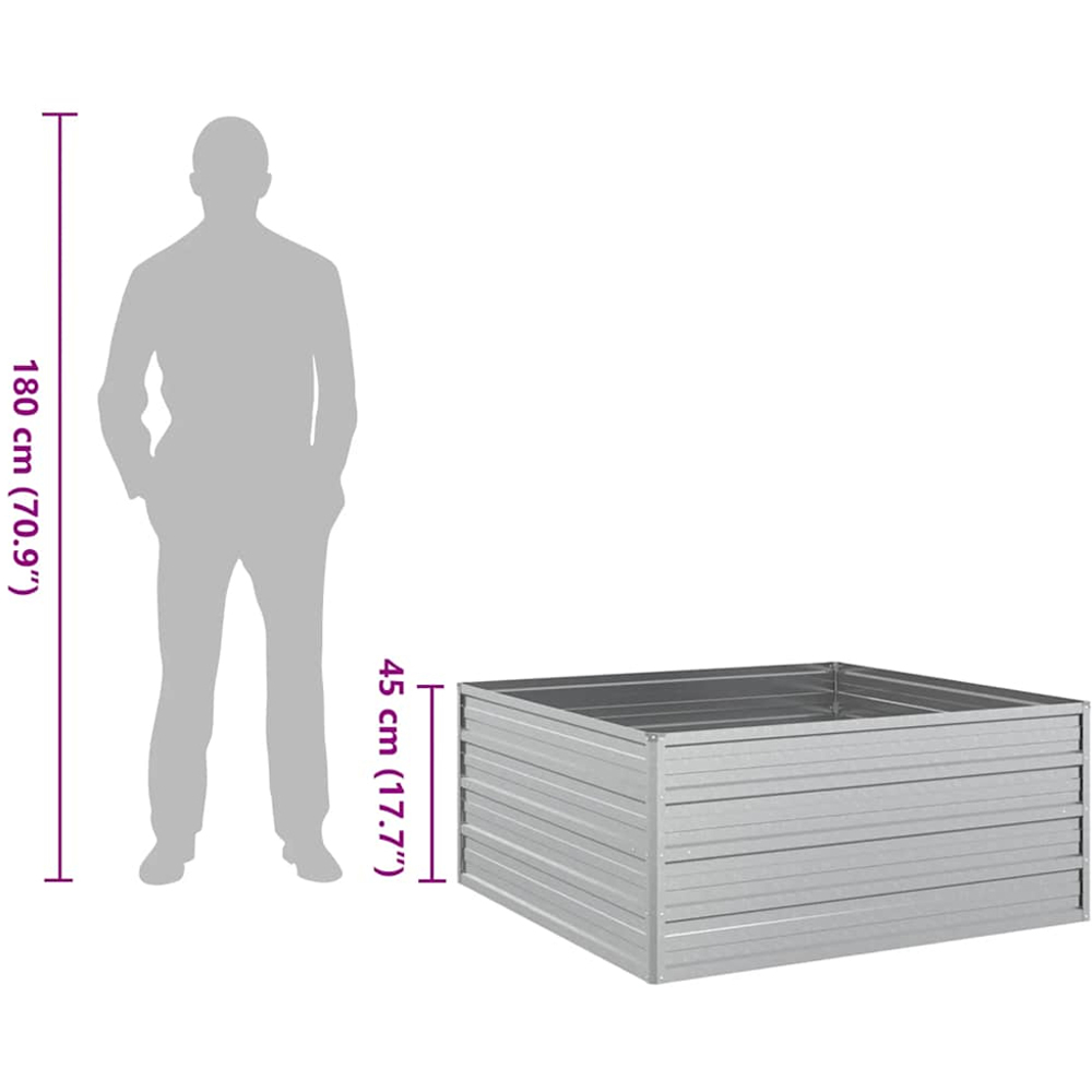 vidaXL Silver Galvanised Steel Raised Garden Bed 45 x 100 x 100cm Image 7