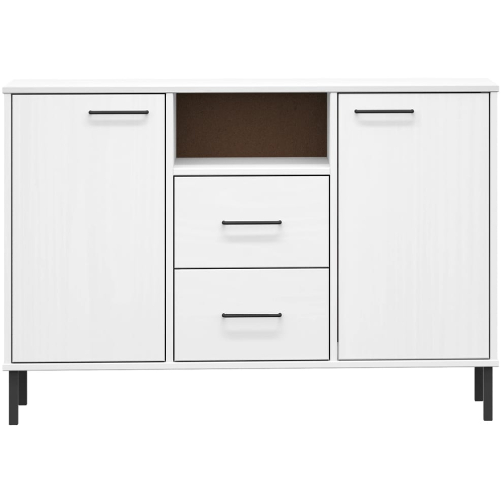 vidaXL Oslo 2 Door 2 Drawer Single Shelf White Solid Pine Wood Sideboard Image 4