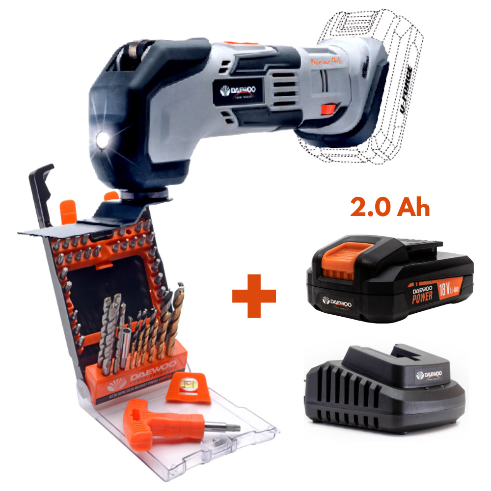 Daewoo U-Force 18V 2Ah Cordless Multi Tool with Battery Charger and 50 Piece Drill Bit Set Image 4