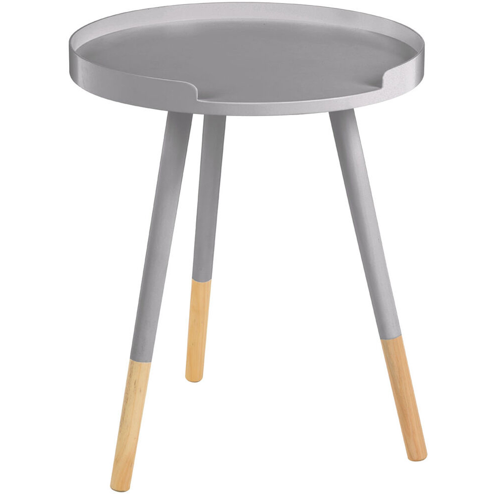 Premier Housewares Viborg Grey and Natural Wooden Small Round Side Table Image 2