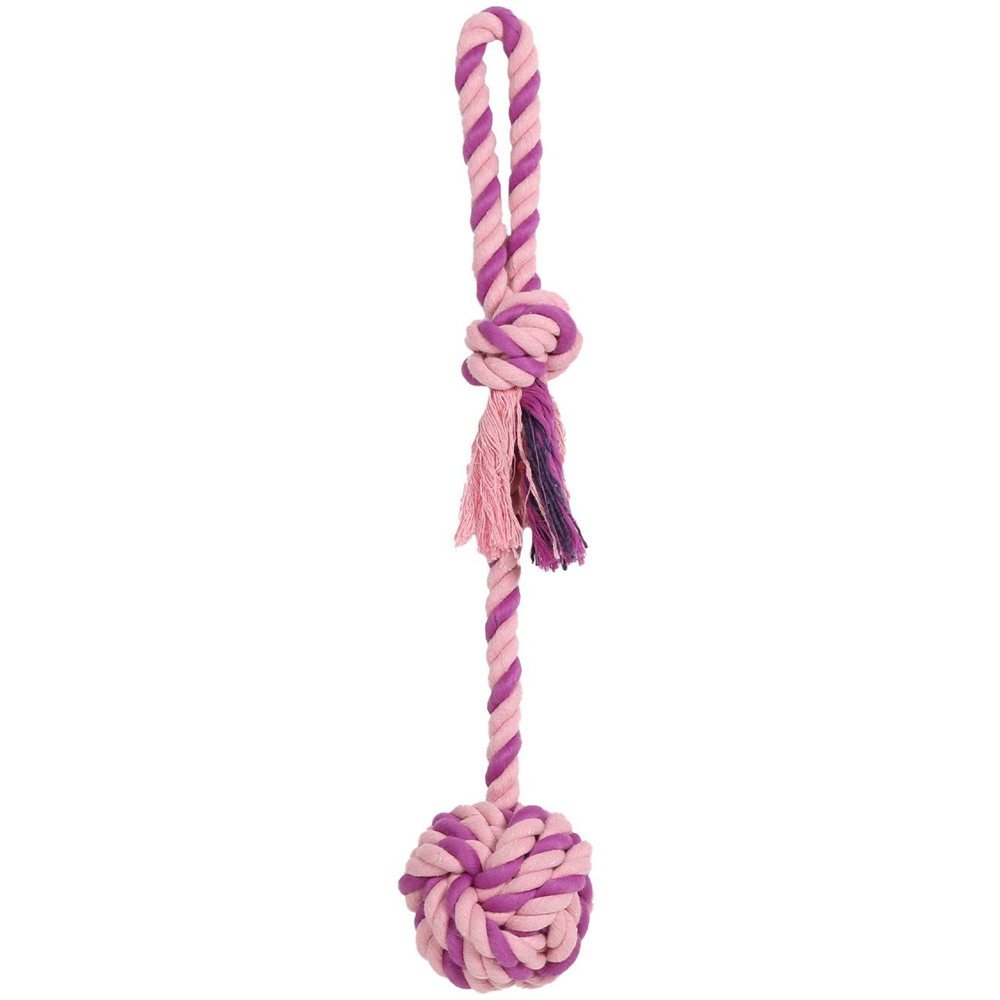 Single Clever Paws Knotted Ball on a Rope Dog Toy in Assorted styles Image 6