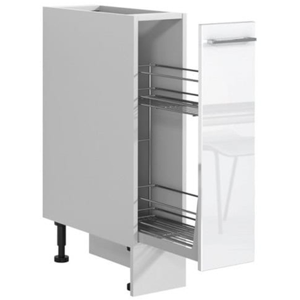 Impact Furniture Ella White High Gloss Freestanding Pull Out Storage Kitchen Cabinet Base Unit 200mm Image 2
