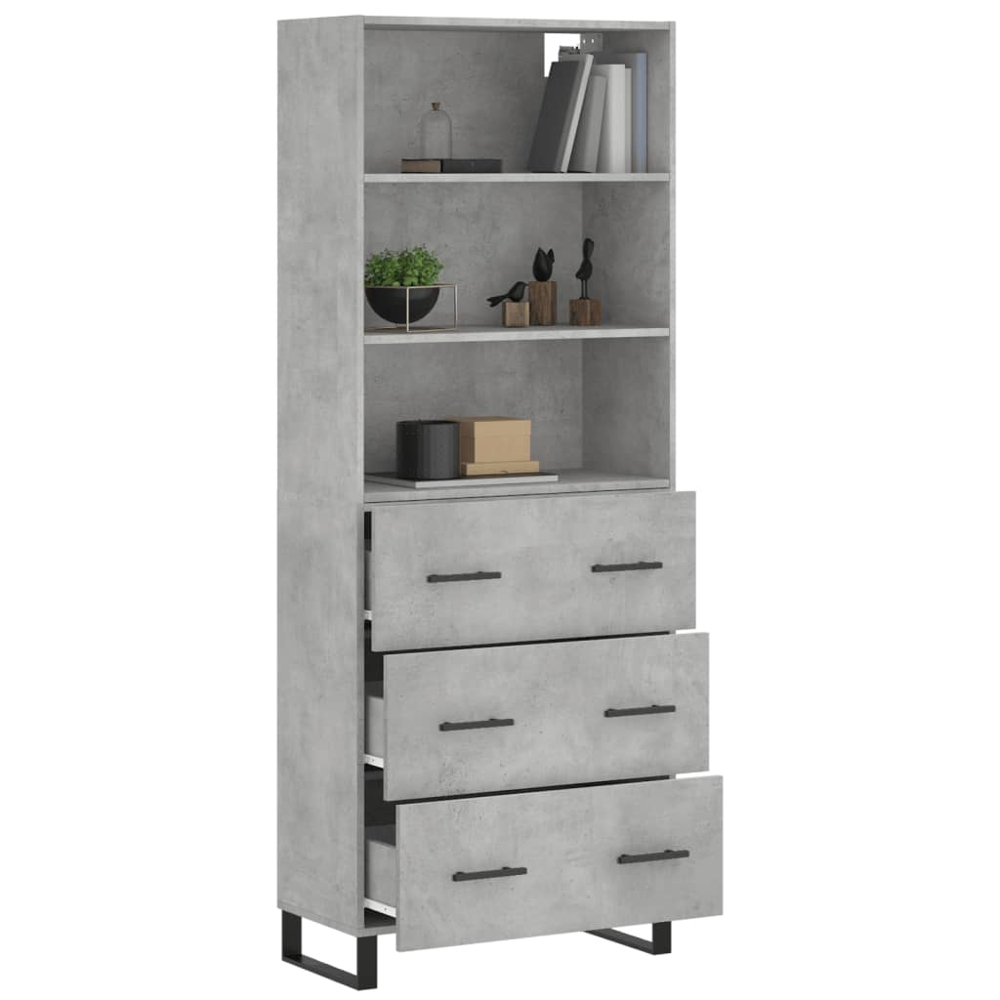 vidaXL 3 Drawer 3 Shelf Concrete Grey Highboard Image 3