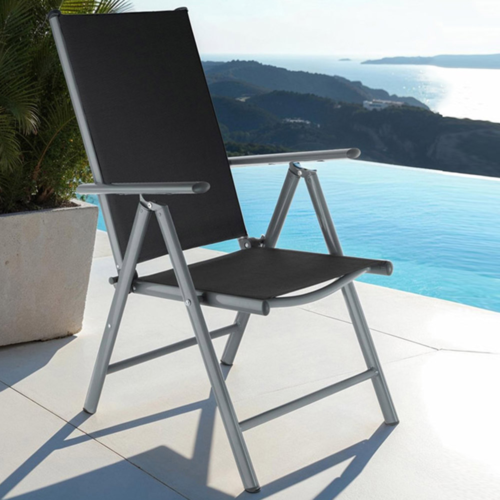 tectake Marilena Set of 4 Anthracite Adjustable Garden Chair Image 1