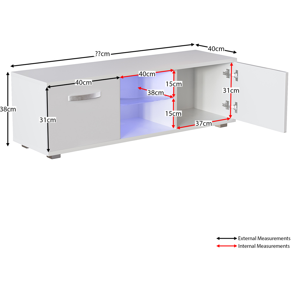 Vida Designs Cosmo 2 Door 2 Shelf White Small TV Unit with LED Image 9