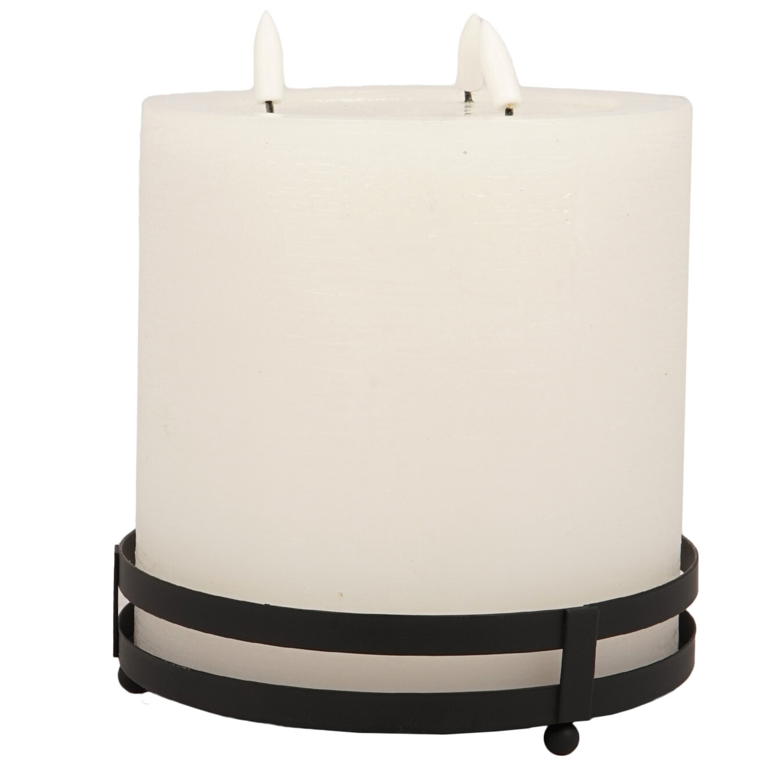 White 3 Flame LED Candle Centrepiece Image 1