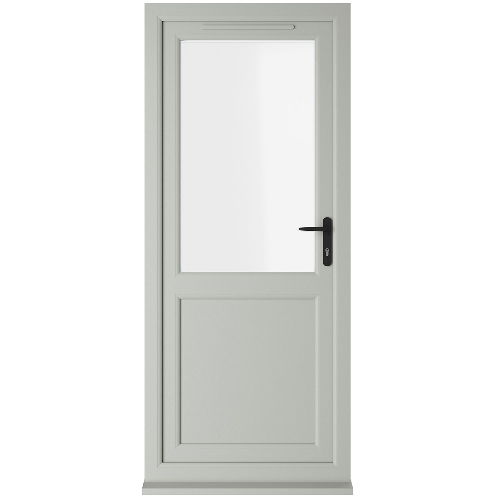 Crystal Agate and White Half Glass LH Open Clear Double Glazed Door 840 x 2090mm Image 1