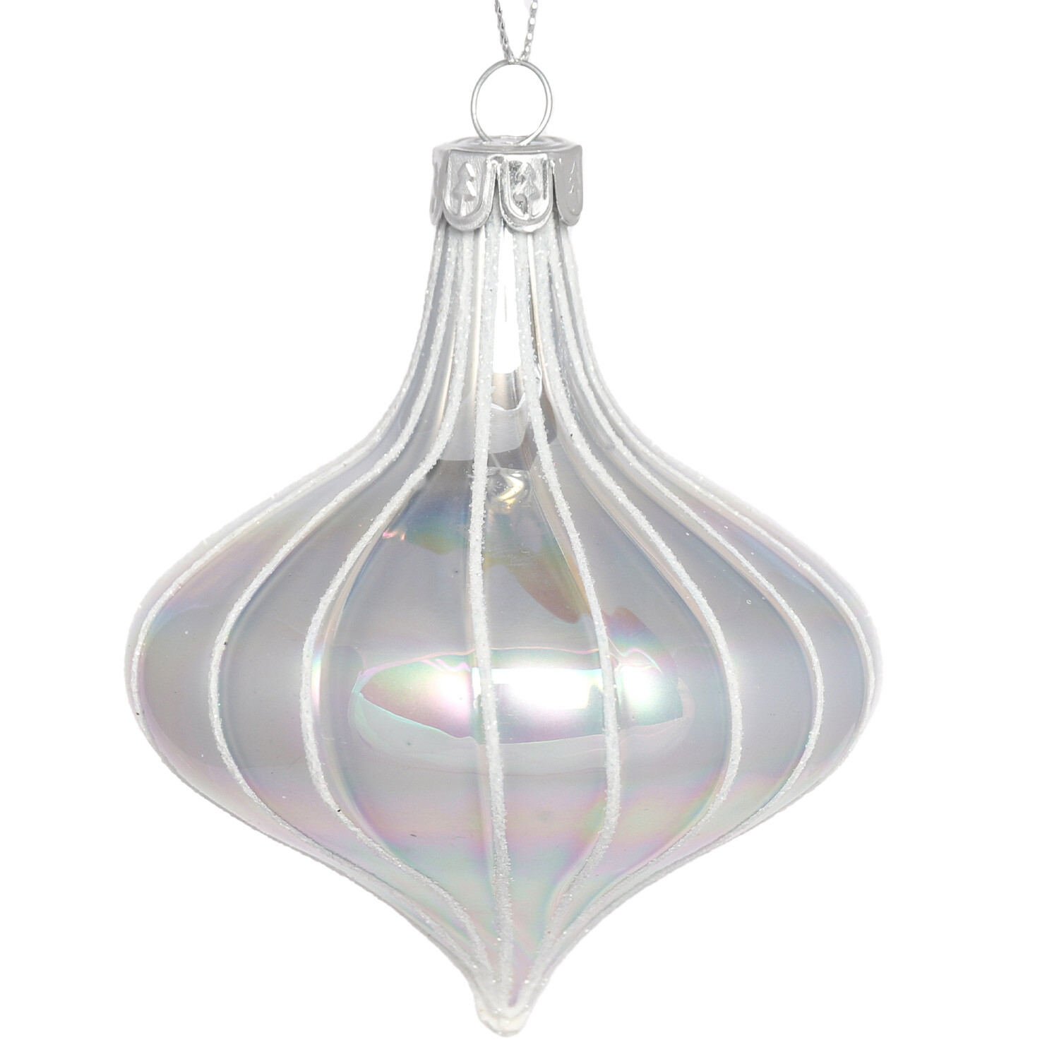 Sugar Wonderland Iridescent Purple Ridged Droplet Ornament Image