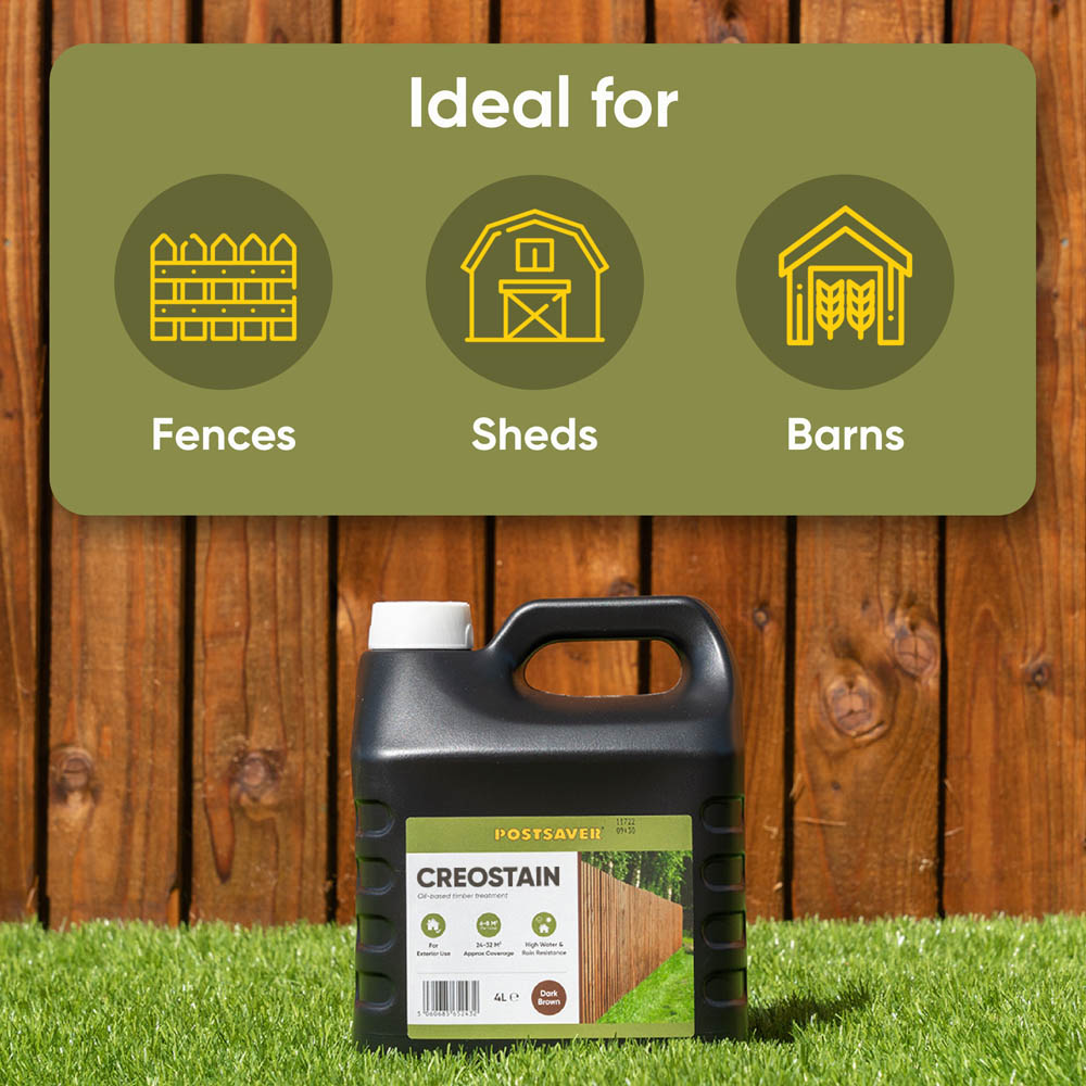 Postsaver Creostain Light Brown Oil Based Fence & Shed Stain (Creosote/Creocote Alternative) 20L Image 6