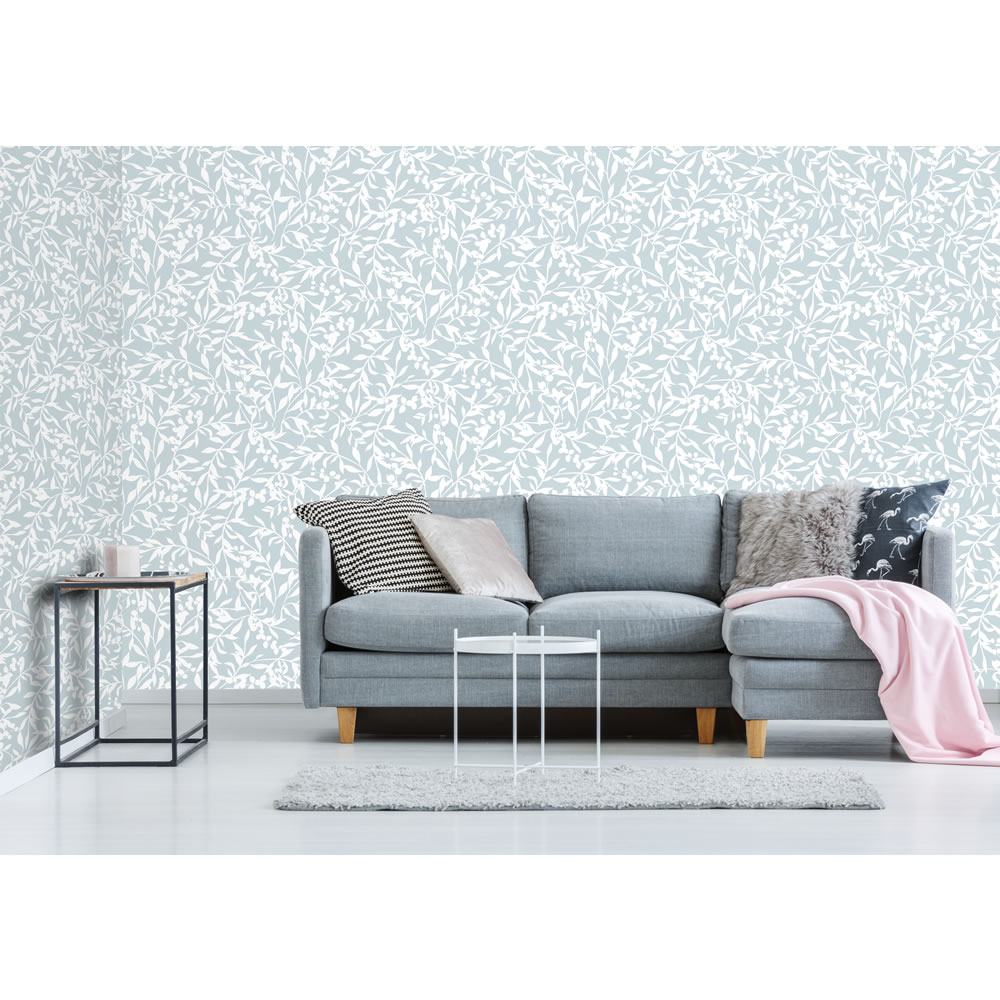Wilko Wallpaper Country Foliage Duck Egg Image 2