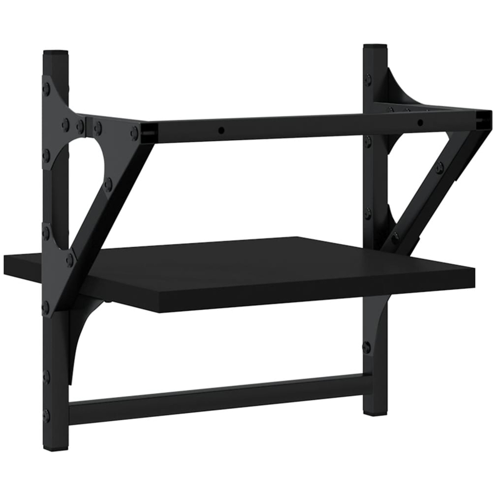 vidaXL 30cm Set of 2 Black Floating Wall Shelf with Bar Image 6