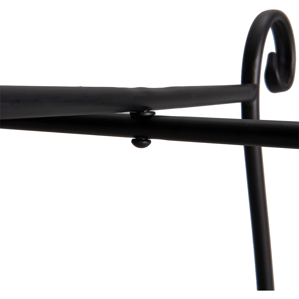 Living and Home Black Metal Scrollwork and Monstera Leaf Top Plant Stand 38cm Image 5