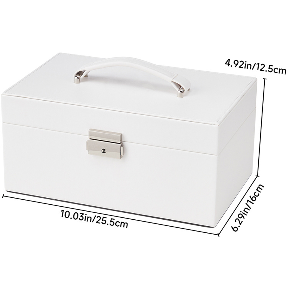 H&O Direct White PU Leather Portable Makeup Box Image 5