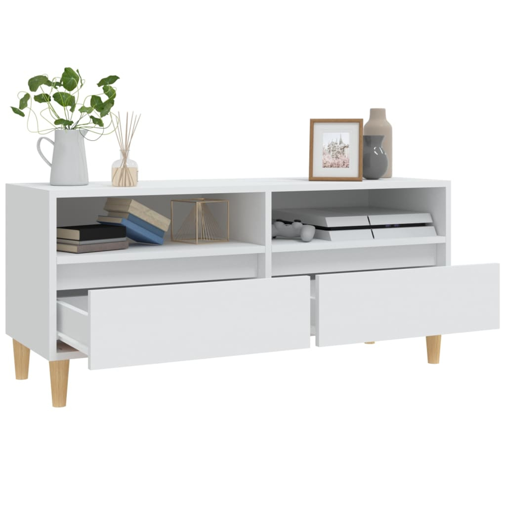 vidaXL 2 Drawer 2 Shelf White TV Cabinet Image 3