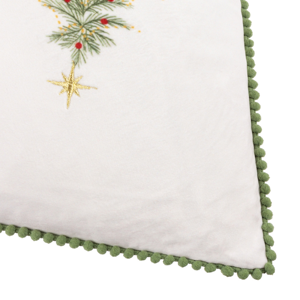 Wylder Nature Twinkling Tree Trio Embroidered Green Velvet Cushion 30 x 50cm Image 6