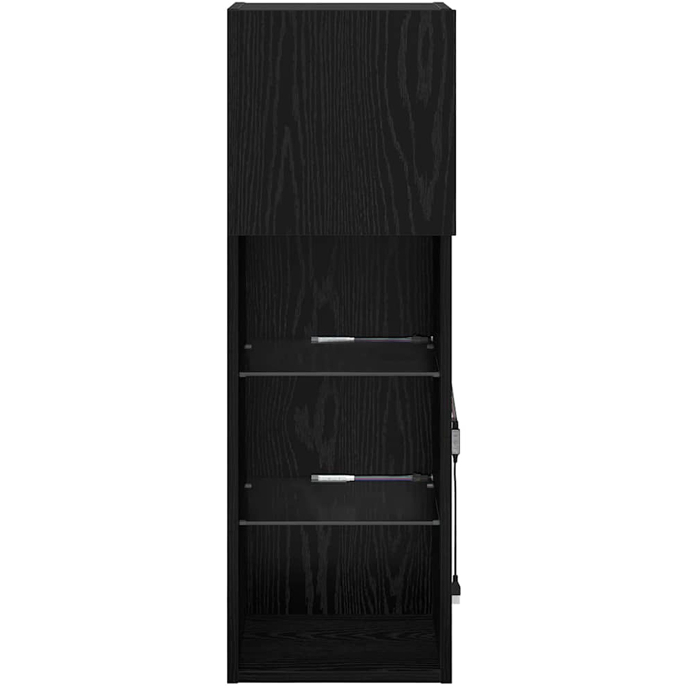 vidaXL Single Door 3 Shelf Black Oak Wall Mounted LED TV Unit Set of 2 Image 4