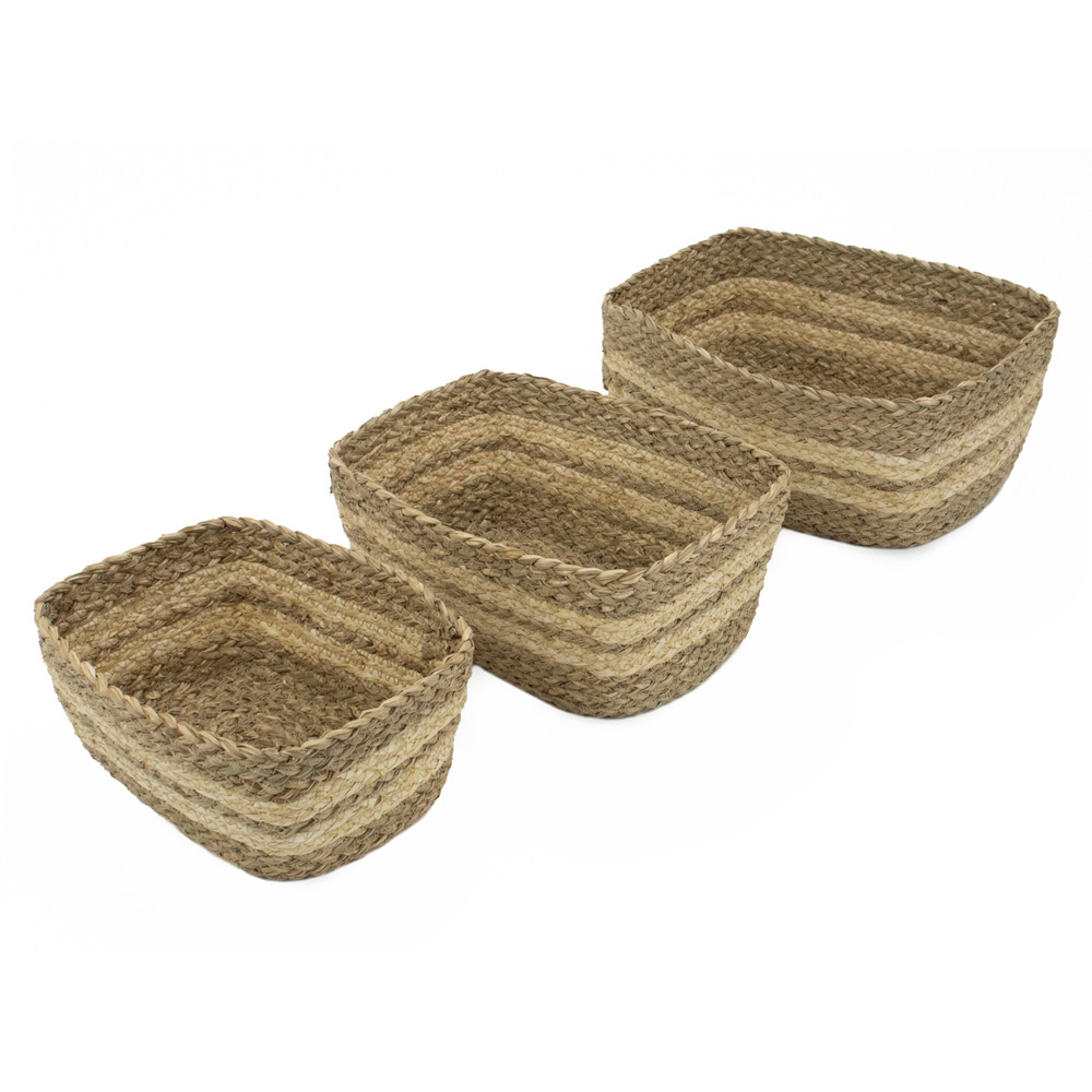 JVL Palma Maize Natural Rectangular Storage Basket 3 Pack Image 5