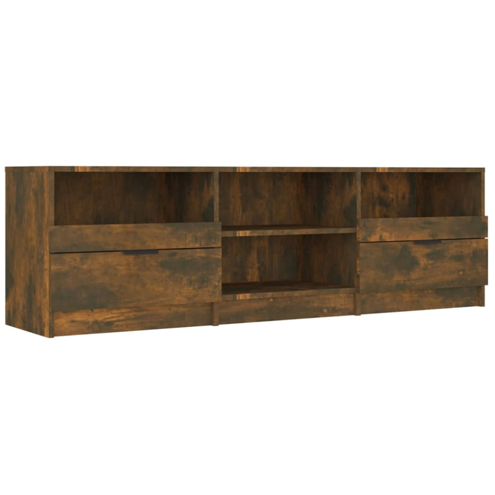 vidaXL 2 Drawer 4 Shelf Smoked Oak TV Cabinet Image 2