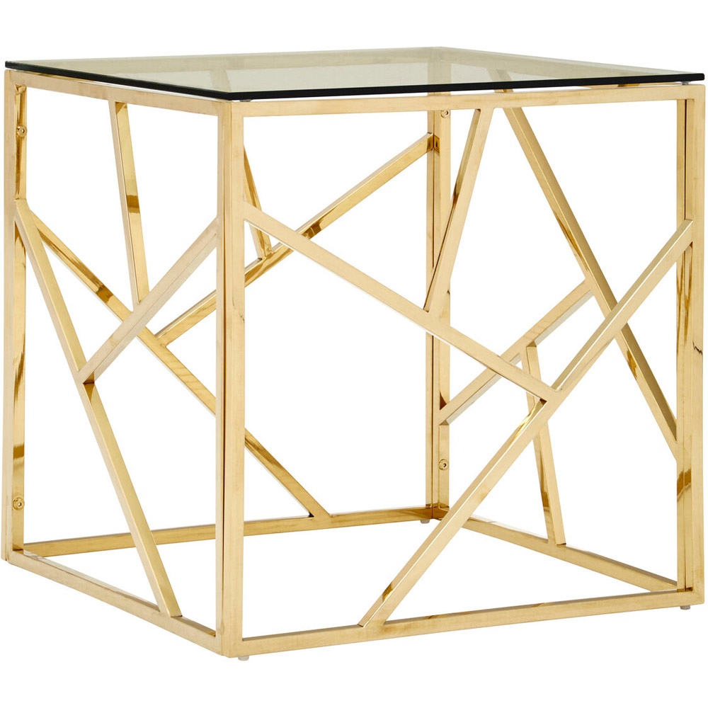 Premier Housewares Allure Champagne Gold Geometric End Table Image 2