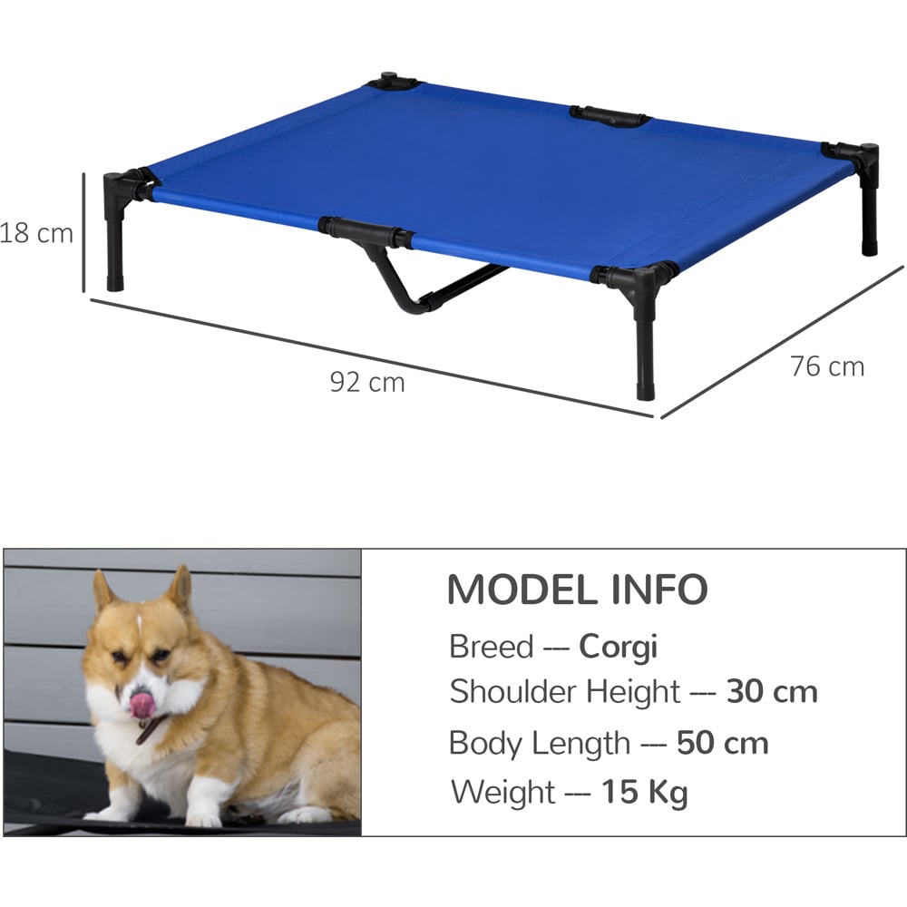 PawHut Large Blue and Black Raised Pet Bed Image 7