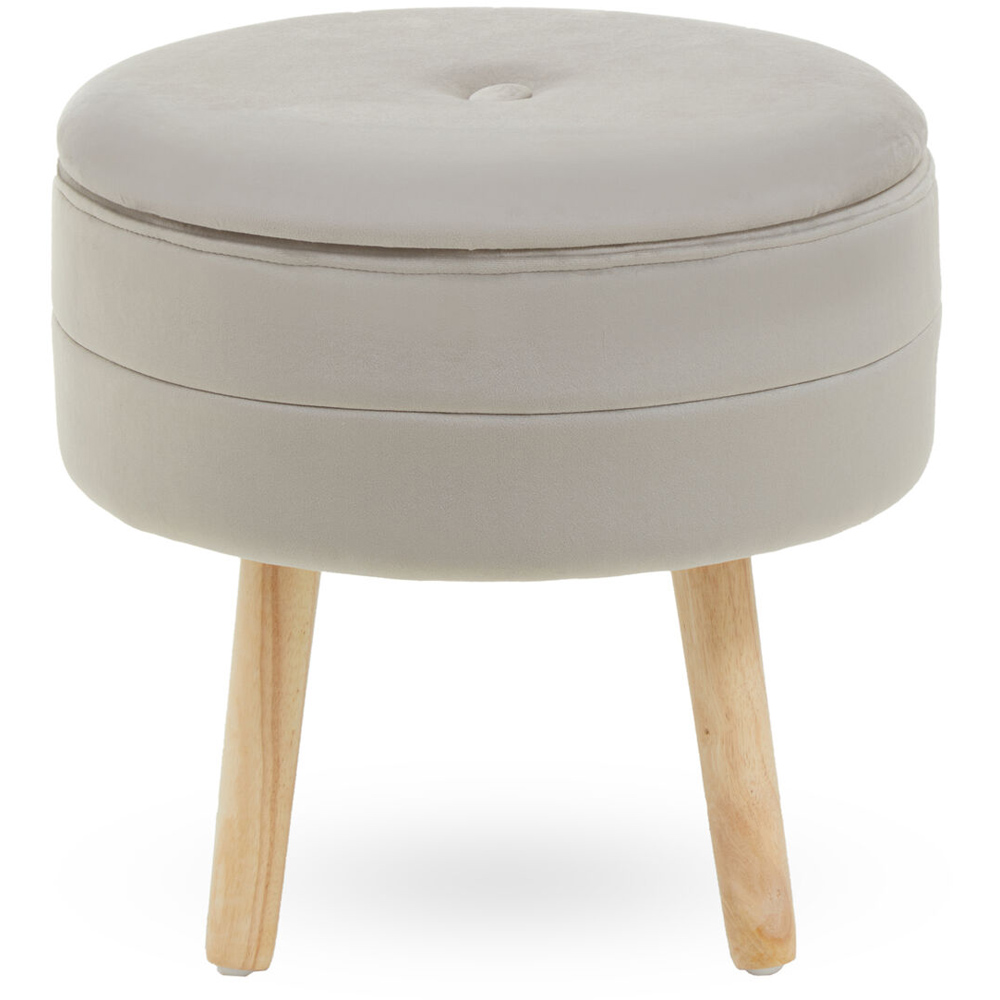 Premier Housewares Ivy Mink Velvet Stool Image 2