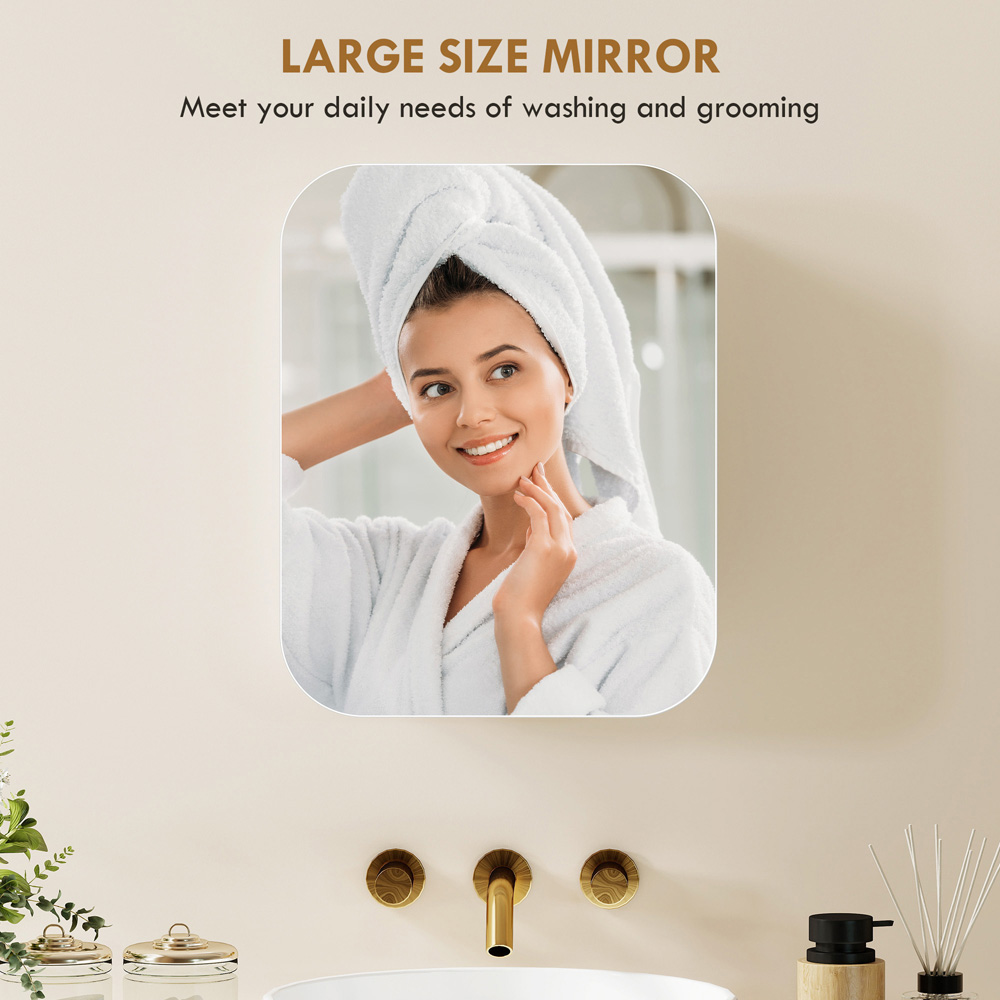 Portland White Wall Mounted Adjustable Bathroom Cabinet with Mirror Image 5