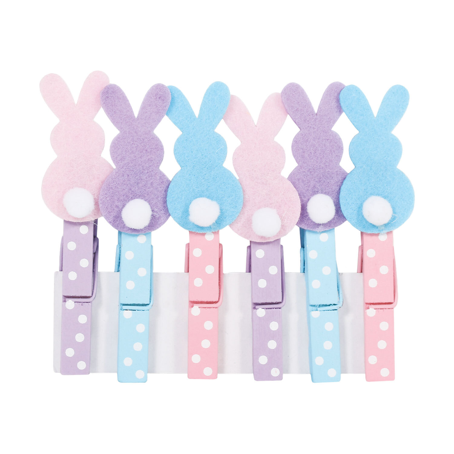 Pack of Six Bunny Polka Dot Craft Pegs Image