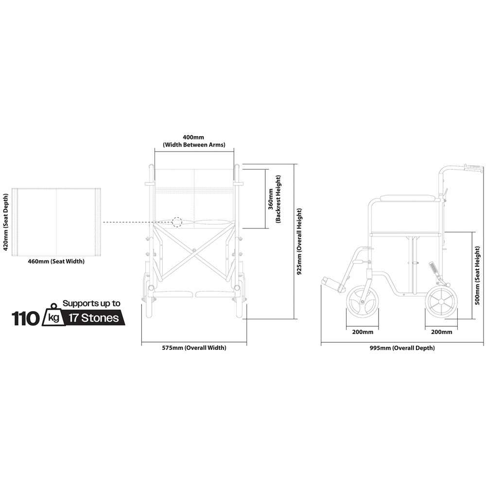 Aidapt Aluminium Transit Wheelchair Image 7