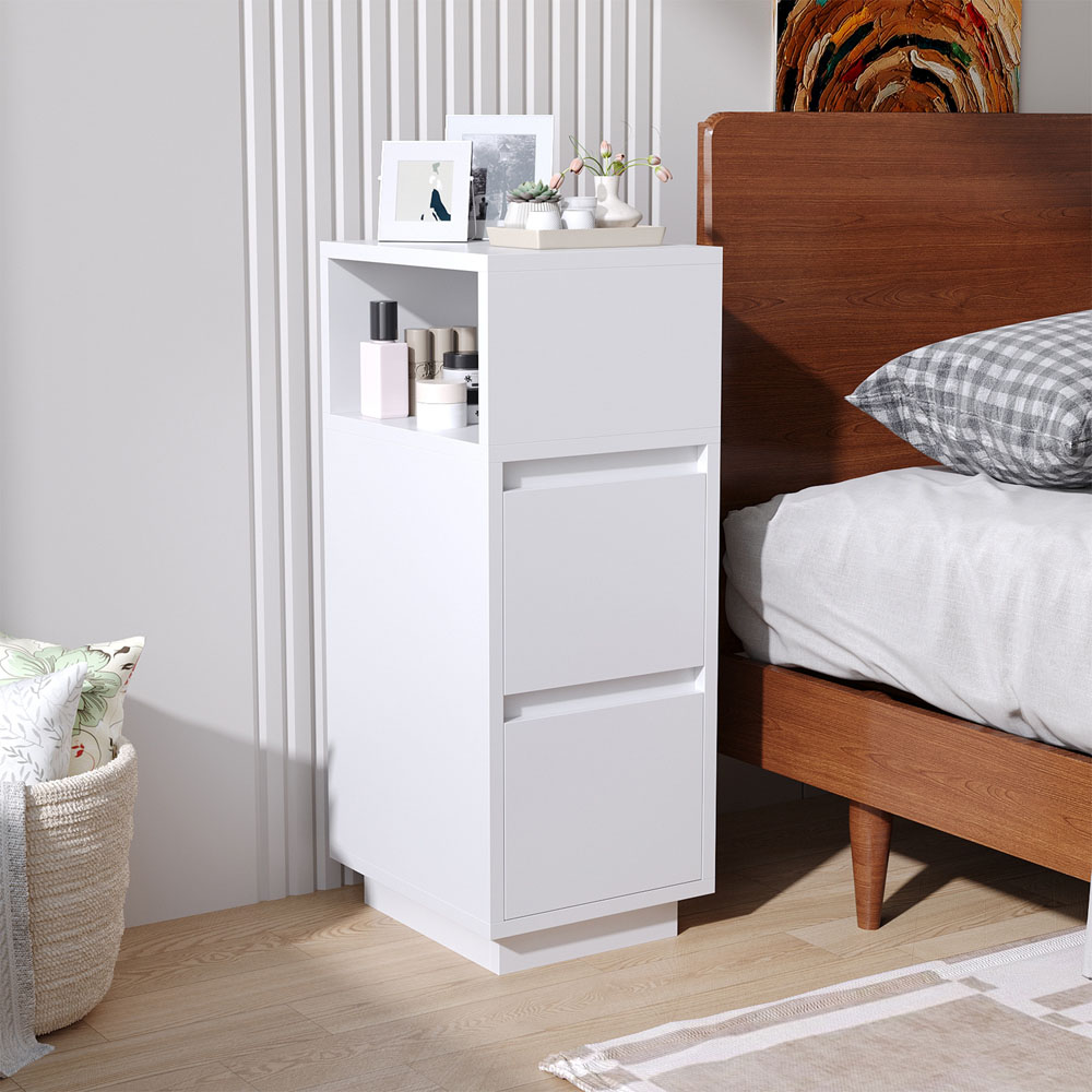 Living and Home 2 Drawer White Bedside Table Image 7