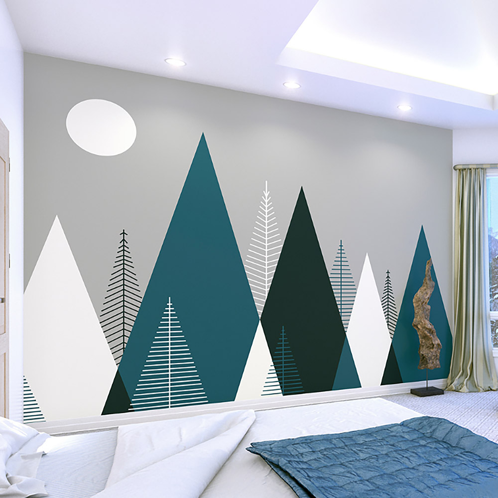 Origin Murals Graphic Mountains Multicolour Wall Mural Image 1
