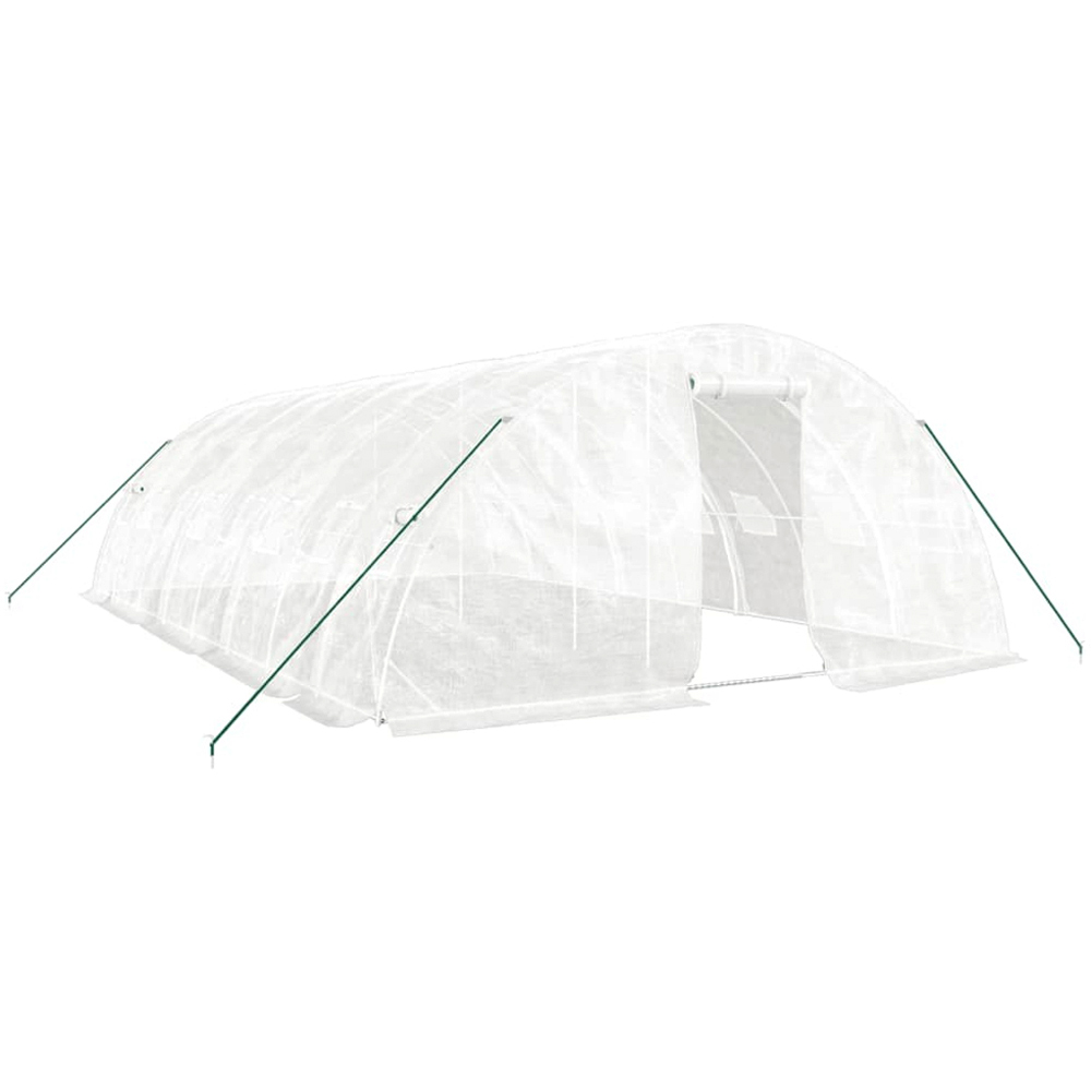 vidaXL White Polyethylene Galvanised Steel Frame 26.2 x 16.4ft Greenhouse Image 1