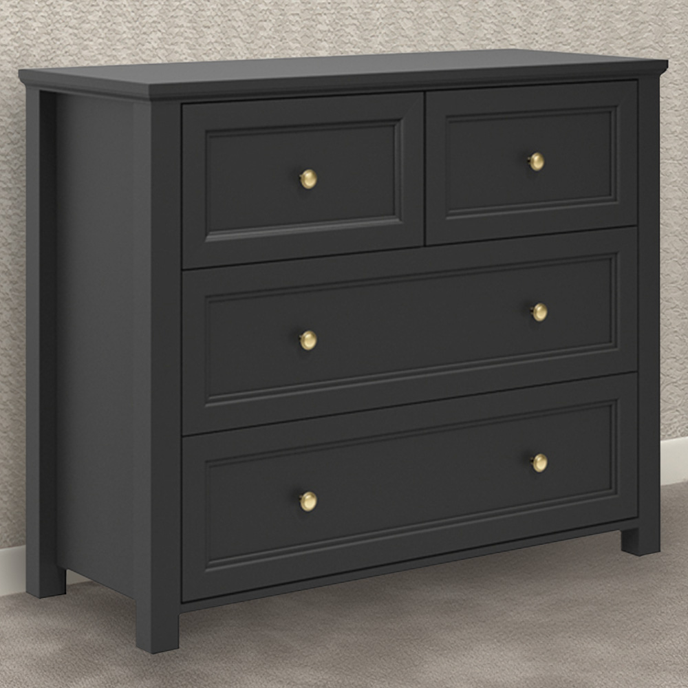 Ives 4 Drawer Black Chest of Drawers Image 1