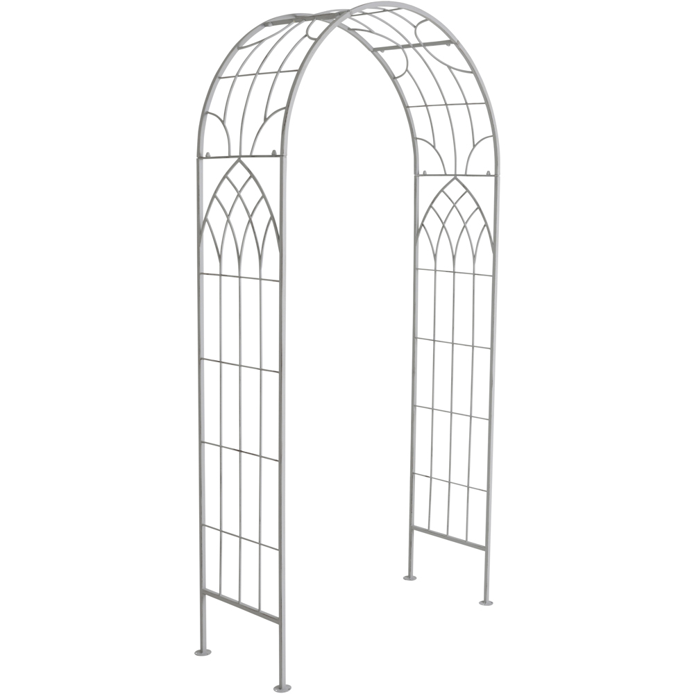 Charles Bentley 6.9 x 3.3ft Grey Decorative Rustic Metal Garden Arch Image 2