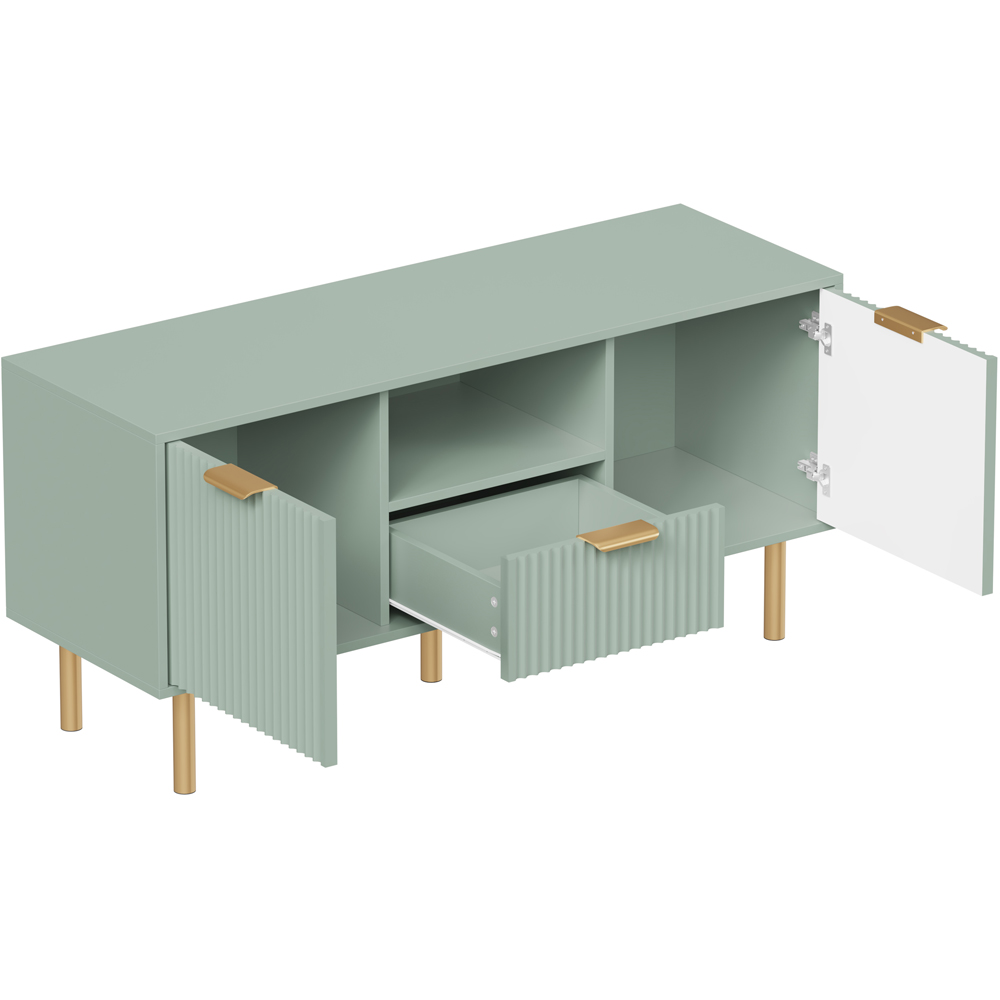 FurnitureHMD 2 Door Single Drawer Single Shelf Green Wave Pattern TV Unit Image 5
