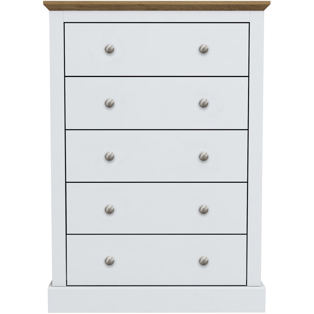 Devon 5 Drawer White Chest of Drawers Image 2