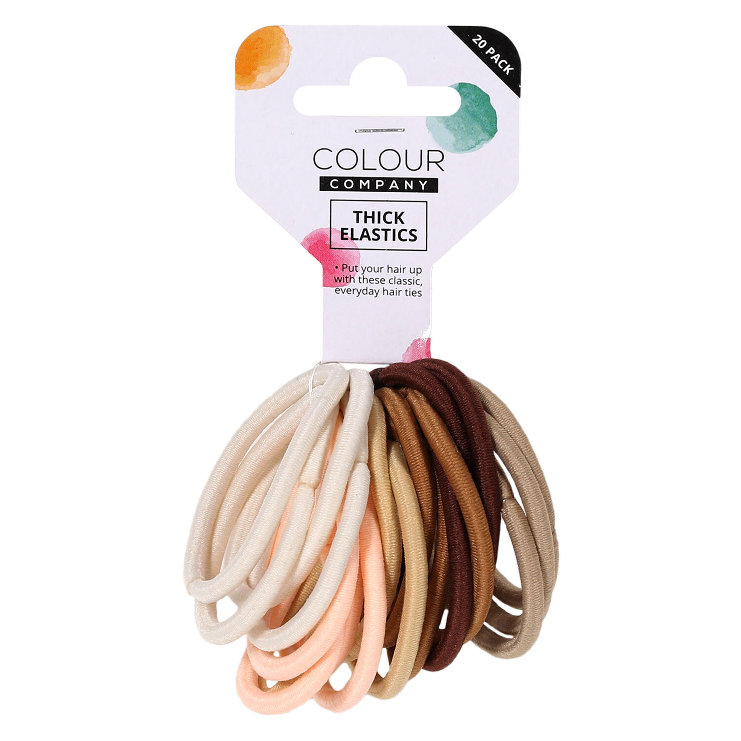 Pack of 20 Colour Company Thick Elastic Hairbands - Brown Image