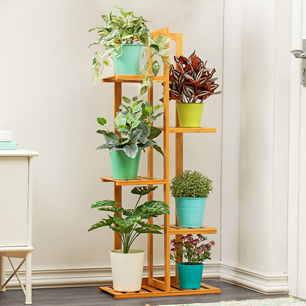 Living and Home Multitiered Wooden Natural Plant Stand Image 6