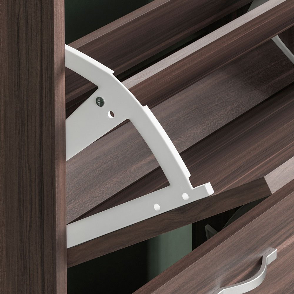 Vida Designs Walnut 3-Drawer Shoe Cabinet Rack Image 5
