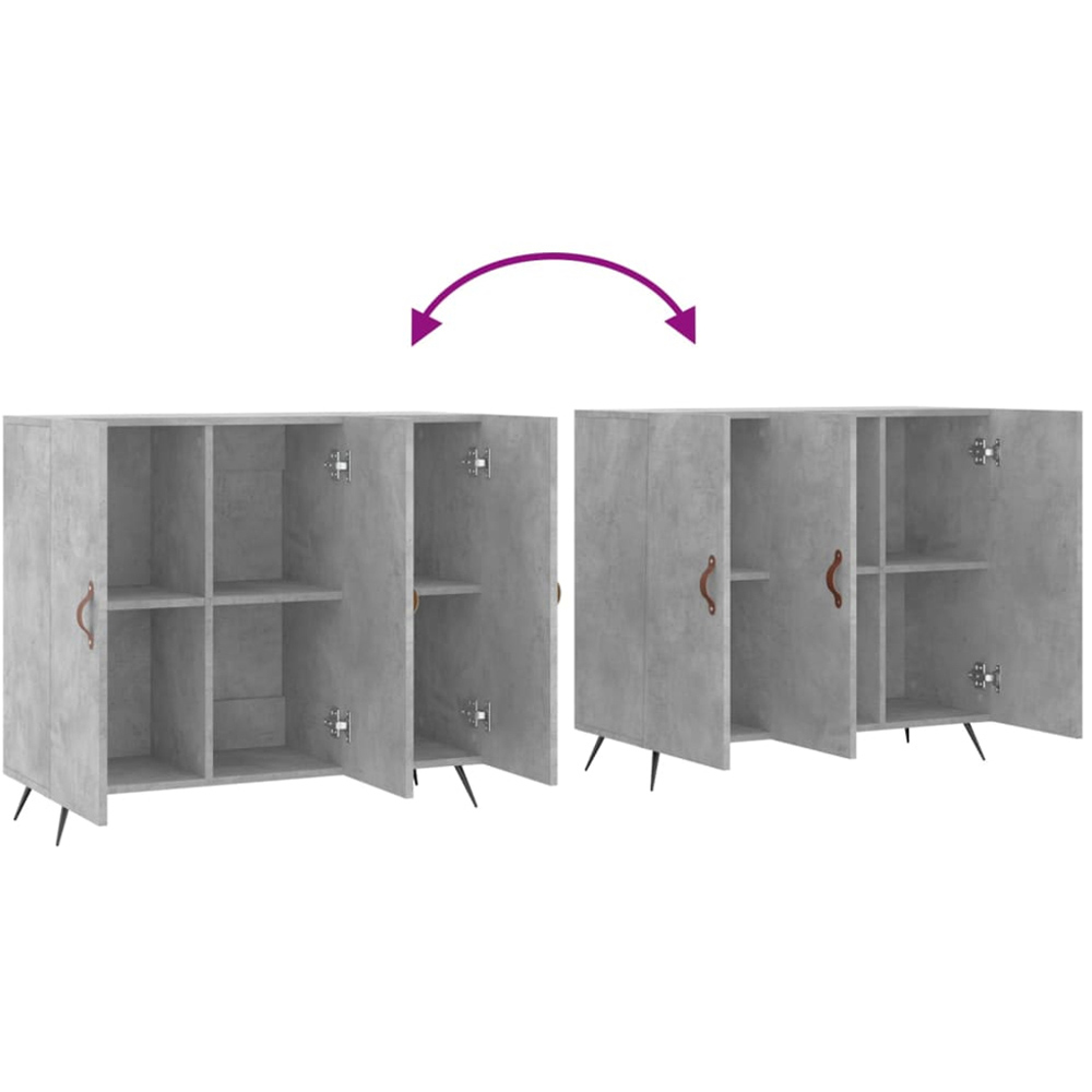 vidaXL 3 Door Concrete Grey Wooden Sideboard Image 9