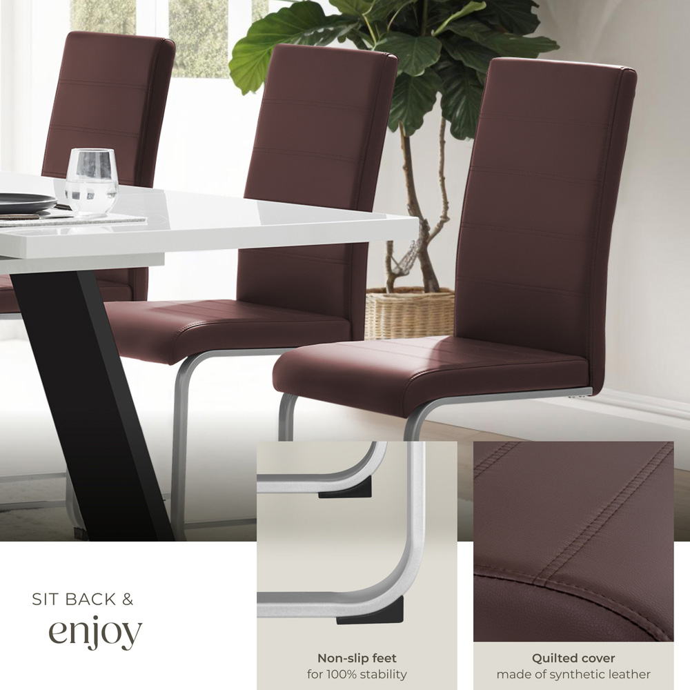 tectake Set of 2 Cappuccino Cantilever High Backrest Dining Chair Image 8