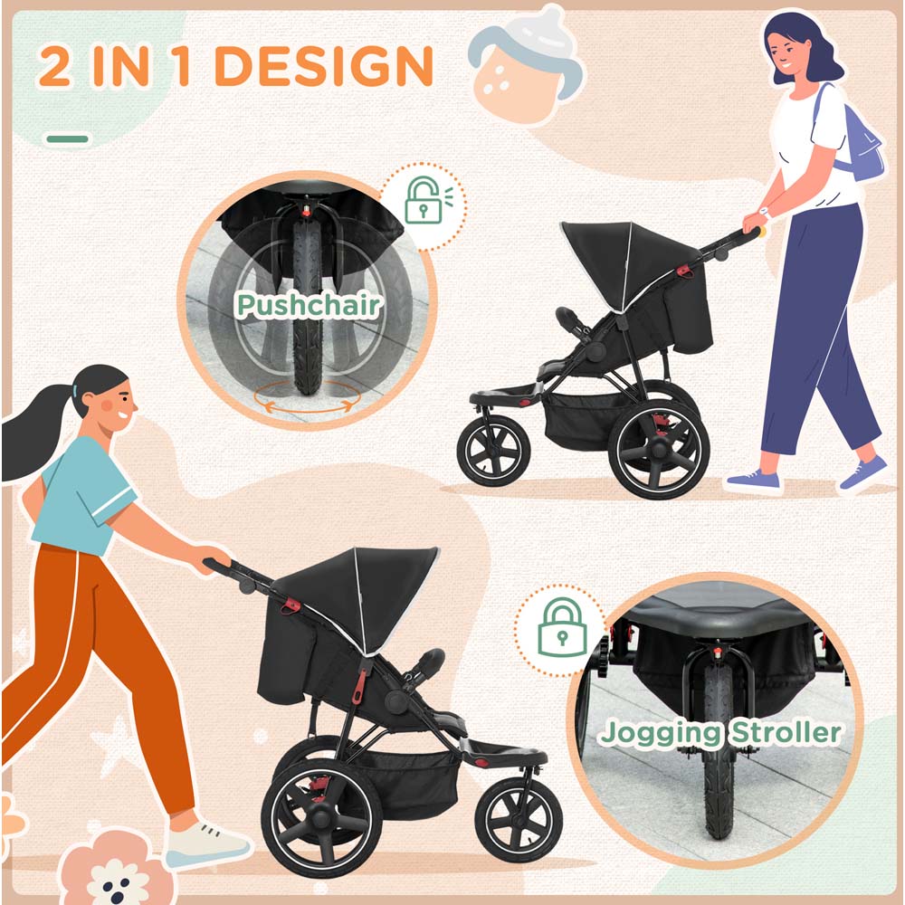 Portland Black Three Wheeler Baby Stroller Image 4