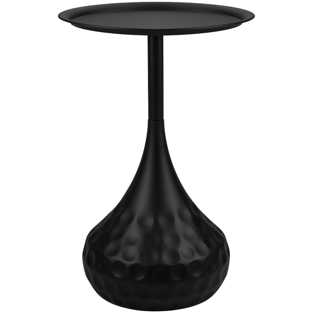 Living and Home Black Round Dimpled Finish Teardrop Base Side Table Image 2