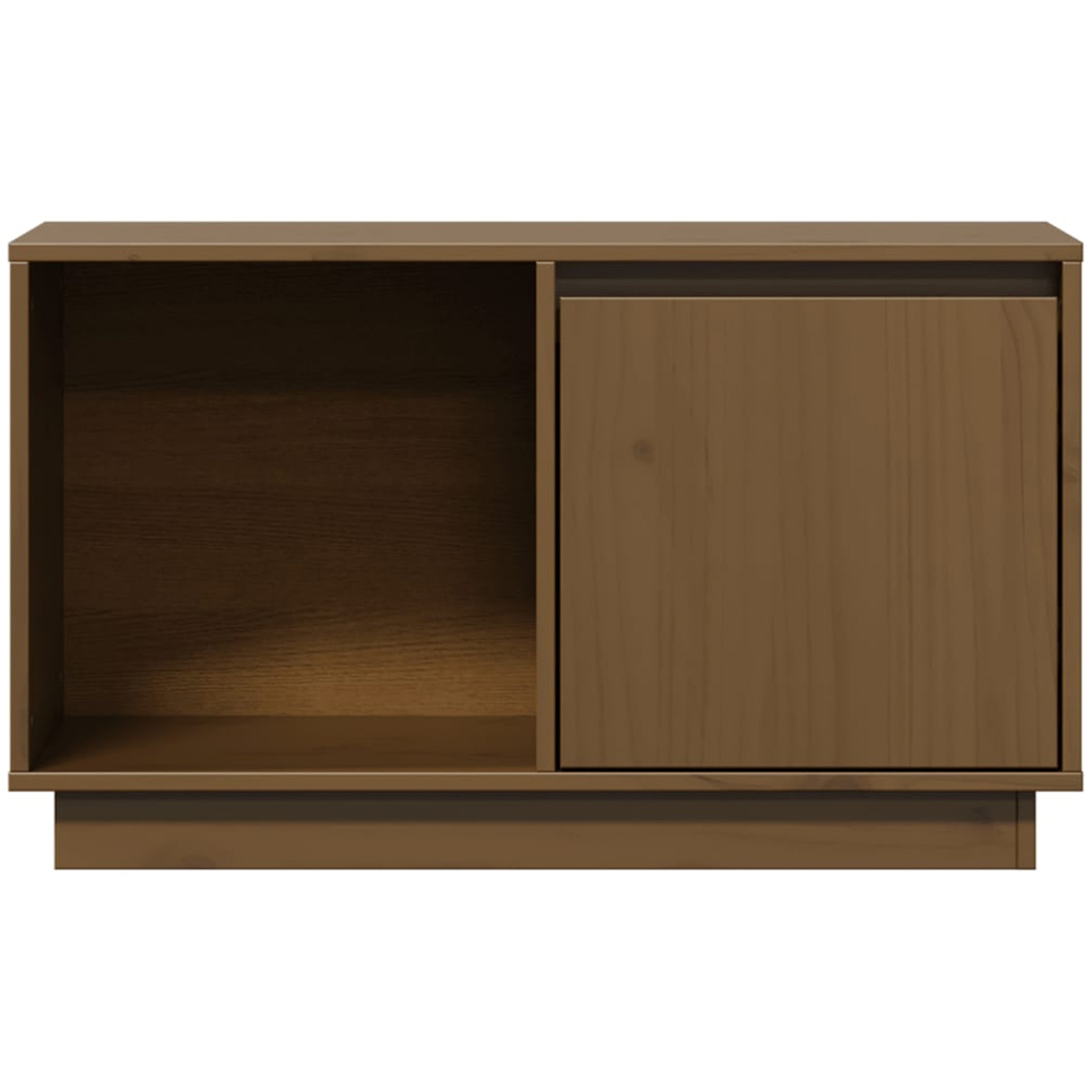 vidaXL Single Door Single Shelf Honey Brown Solid Pine Wood TV Cabinet Image 4